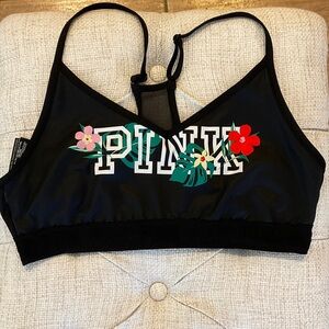 PINK Victoria's Secret Black Floral Sports Bra